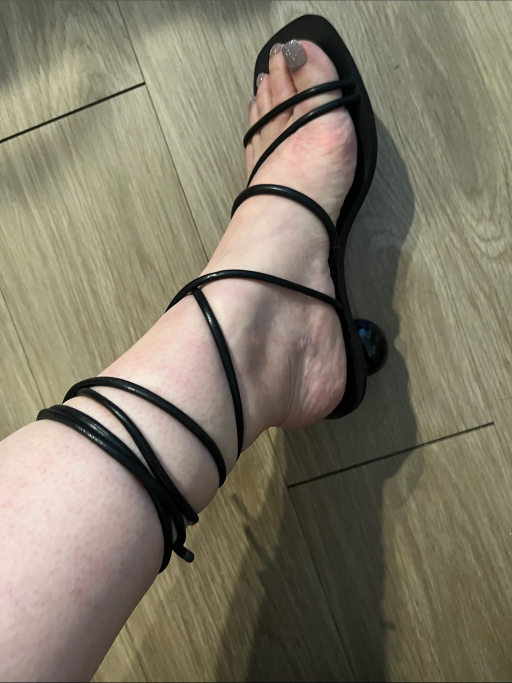 INC International Concepts Black Strappy Wrap-Around Heeled Sandal